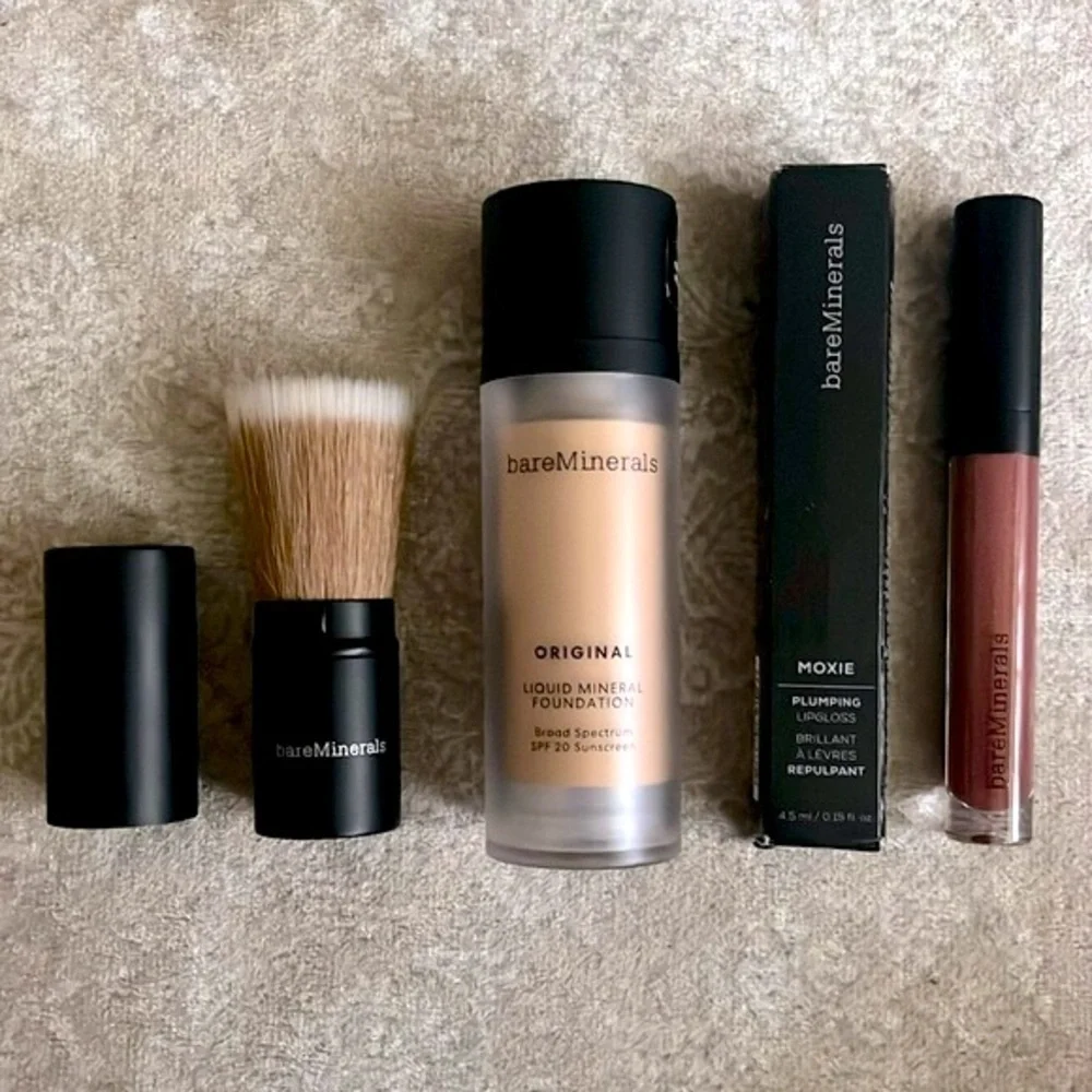 Brand New Bare Minerals Liquid Mineral Foundation Moxie Plumping Lip Gloss Brush